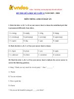 Đề thi giữa học kì 2 môn tiếng anh lớp 11 năm học 2019 2020 