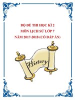 Bộ đề thi học kì 2 môn Lịch sử lớp 7 năm 2017-2018 có đáp án