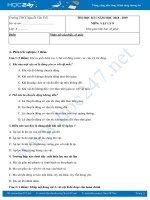 Đề thi Học kì 1 môn Vật lý 8 năm 2018-2019 có đáp án trường THCS Nguyễn Văn Trỗi