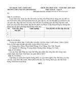 Đề thi học kì 2 môn Lịch sử lớp 8 năm 2019-2020 có đáp án - Trường THCS Nguyễn Tri Phương