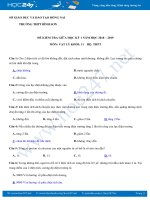 Đề thi giữa HK1 môn Vật lý 11 năm 2018-2019 trường THPT Bình Sơn có đáp án trắc nghiệm