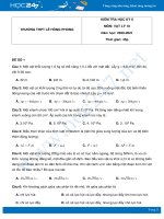 Bộ 5 đề thi HK2 môn Vật Lý 10 năm 2021 có đáp án Trường THPT Lê Hồng Phong