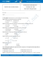 Đề thi và đáp án kiểm tra HK1 môn Vật lý 6 năm học 2019-2020 trường THCS Lê Hồng Phong