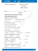 Đề thi giữa HK1 môn Sinh lớp 7 năm 2019-2020 - Trường THCS Thắng Thủy có đáp án