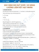 Phương pháp xác định độ hụt khối và năng lượng liên kết hạt nhân môn Vật Lý 12 năm 2020