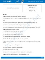 Bộ 5 đề thi HK2 môn Vật Lý 7 năm 2021 có đáp án Trường THCS Đồng Hiệp