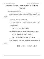 Ôn thi hóa học lớp 9 - Bài 4: MỘT SỐ AXIT QUAN TRỌNG