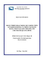 Hoàn thiện hoạt động huy động tiền gửi khách hàng cá nhân tại Ngân hàng TMCP