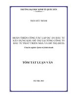 Hoàn thiện công tác lập dự án đầu tư xây dựng khu đô thị tại tổng công ty đầu tư phát triển nhà và đô thị HUD (tt) 