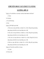 TRẮC NGHIỆM MÔN SINH_CHUYỂN HOÁ VẬT CHẤT VÀ NĂNG LƯỢNG :ĐỀ 12