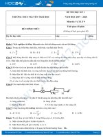 Đề thi Học kì 1 môn Vật lý 9 năm học 2019-2020 trường THCS Nguyễn Thái Học có đáp án
