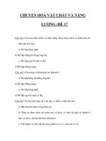 TRẮC NGHIỆM MÔN SINH_CHUYỂN HOÁ VẬT CHẤT VÀ NĂNG LƯỢNG :ĐỀ 17
