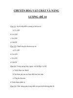 TRẮC NGHIỆM MÔN SINH_CHUYỂN HOÁ VẬT CHẤT VÀ NĂNG LƯỢNG :ĐỀ 14