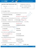 Đề kiểm tra 1 tiết lần 1 năm học 2018-2019 môn Công Nghệ 10 trường THPT Phạm Phú Thứ