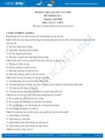 Đề thi HK1 môn Vật lý 8 năm học 2019-2020 trường THCS Nguyễn Văn Trỗi có đáp án