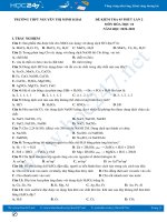 Đề kiểm tra 45 phút lần 2 môn Hóa học 10 năm 2020 Trường THPT Nguyễn Thị Minh Khai