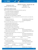 Đề kiểm tra 1 tiết HK1 môn Địa lý lớp 11 năm 2019-2020 - Trường THPT Phan Ngọc Hiển có đáp án