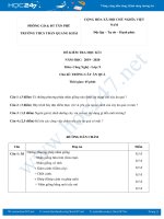 Đề thi HK1 môn Công Nghệ 9 năm học 2019-2020 trường THCS Trần Quang Khải có đáp án