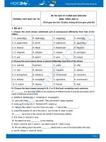 Bộ 5 đề thi HK2 môn Tiếng Anh 10 có đáp án năm 2021 Trường THPT Ngô Tất Tố