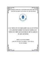 Các nhân tố tác động đến xác suất vỡ nợ của doanh nghiệp ngành bất động sản niêm yết trên sở giao dịch chứng khoán Thành phố Hồ Chí Minh