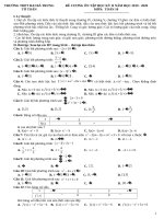 Đề cương ôn tập học kì 2 môn Toán lớp 10 năm 2020-2021 - Trường THPT Hai Bà Trưng