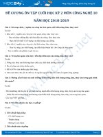 Đề cương ôn tập cuối Học kỳ 2 môn Công nghệ 10 năm học 2018-2019