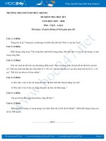 Đề kiểm tra HK1 môn Vật lý 6 có đáp án trường THCS Huỳnh Thúc Kháng năm học 2019-2020