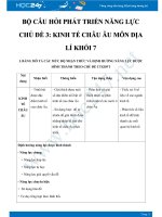 Bộ Câu hỏi trắc nghiệm năng lực chủ đề 2 Kinh tế Châu âu môn Địa lý 7