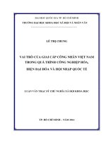 Vai trò của giai cấp công nhân việt nam trong quá trình công nghiệp hóa, hiện đại hóa và hội nhập quốc tế     