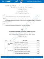 Đề kiểm tra 1 tiết HK1 môn Công Nghệ 8 năm học 2019-2020 trường THCS Nam Cao