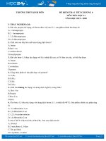 Đề kiểm tra 1 tiết Chương 6 năm 2020 môn Hóa học 11 có đáp án Trường THPT Kinh Môn