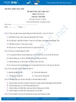 Đề thi giữa HK1 môn Vật lý 10 năm 2019-2020 trường THPT Trần Phú có đáp án