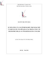 Luận văn Thạc sĩ Y tế công cộng: Sự hài lòng của người bệnh điều trị ngoại trú và một số yếu tố liên quan tại trung tâm y tế thành phố Thuận An tỉnh Bình Dương năm 2020