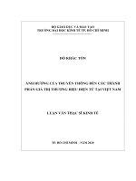 Ảnh hưởng của truyền thông đến các thành phần giá trị thương hiệu điện tử tại việt nam 