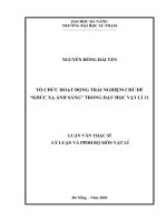 Tổ chức hoạt động trải nghiệm chủ đề “khúc xạ ánh sáng” trong dạy học vật lí 11  