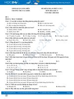 Bộ 4 đề kiểm tra 45 phút lần 2 môn Hóa học 8 năm 2020 Trường THCS Cự Khối