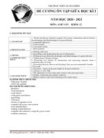 Đề cương ôn tập giữa học kì 1 môn Tiếng Anh lớp 12 năm 2020-2021 - Trường THPT Xuân Đỉnh