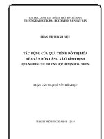 Tác động của quá trình đô thị hóa đến văn hóa làng xã ở bình định (qua nghiên cứu trường hợp huyện hoài nhơn)    