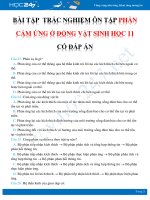 Bài tập trắc nghiệm ôn tập Phần Cảm ứng ở động vật Sinh học 11 có đáp án