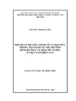 Mối quan hệ giữa kinh tế và đạo đức trong nền kinh tế thị trường định hướng xã hội chủ nghĩa ở việt nam hiện nay     