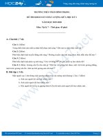 Đề kiểm tra giữa HK1 môn Vật lý 7 năm học 2019-2020 trường THCS Trần Bình Trọng