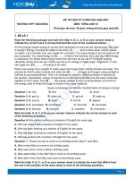 Bộ 5 đề thi HK2 môn Tiếng Anh 12 có đáp án năm 2021 Trường THPT Kim Đồng