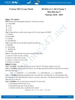 Đề kiểm tra 1 tiết Chương V môn Hóa học 9 năm 2018 - 2019 Trường THCS Long Thành