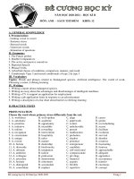 Đề cương ôn tập học kì 2 môn Tiếng Anh lớp 12 năm 2020-2021 - Trường THPT Xuân Đỉnh (Thí điểm)