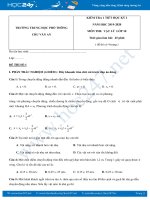 2 Đề kiểm tra 1 tiết HK1 môn Vật lý 10 năm 2019-2020 trường THPT Chu Văn An