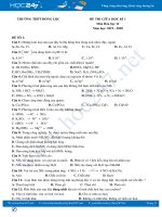 Đề thi giữa HK1 môn Hóa học 11 có đáp án năm 2020 Trường THPT Đồng Lộc