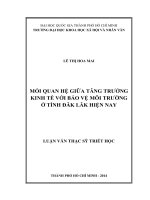 Mối quan hệ giữa tăng trưởng kinh tế với bảo vệ môi trường ở tỉnh đăk lăk hiện nay     