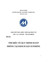 TÌM HIỂU VỀ QUY TRÌNH SETUPPHÒNG TẠI KHÁCH SẠN SUNSHINE