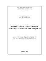 Vai trò của các công cụ kinh tế trong quản lý môi trường ở Việt Nam