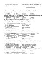 Đề cương ôn tập học kì 2 môn Tiếng Anh lớp 12 năm 2020-2021 - Trường THPT Hai Bà Trưng